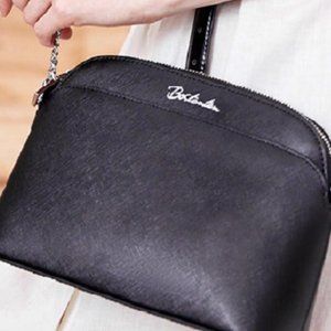 Bostanten Medium Dome Crossbody Bag Messenger Black Leather Womens Purse Handbag